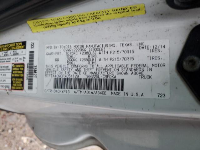 5TFTX4CN0FX054129 - 2015 TOYOTA TACOMA ACCESS CAB თეთრი ფოტო 12