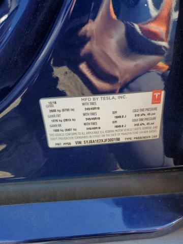 5YJSA1E2XJF300198 - 2018 TESLA MODEL S BLUE photo 13
