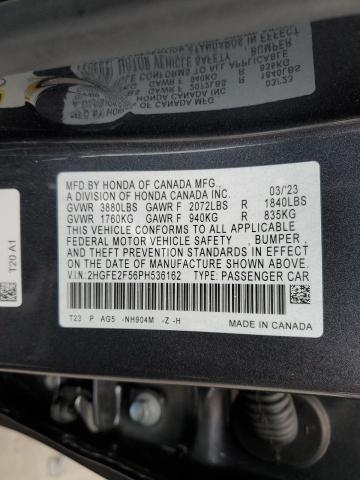 2HGFE2F56PH536162 - 2023 HONDA CIVIC SPORT 灰色 照片 12