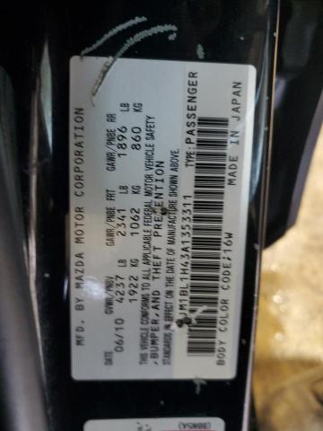 JM1BL1H43A1353311 - 2010 MAZDA SPEED 3 BLACK photo 12