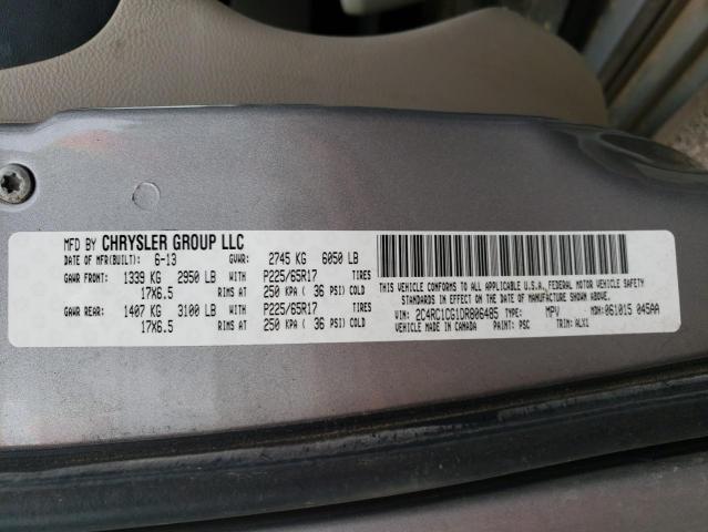 2C4RC1CG1DR806485 - 2013 CHRYSLER TOWN & COU TOURING L SILVER photo 13