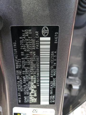 4T1S11AK0RU865967 - 2024 TOYOTA CAMRY SE NIGHT SHADE GRAY photo 12