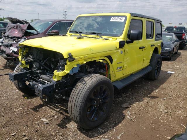 1C4JJXP62NW274826 - 2022 JEEP WRANGLER U SAHARA 4XE YELLOW photo 1