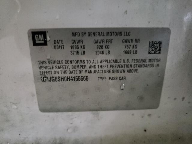 1G1JG6SH0H4155666 - 2017 CHEVROLET SONIC WHITE photo 13