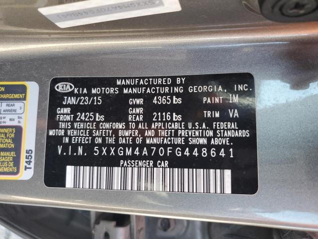 5XXGM4A70FG448641 - 2015 KIA OPTIMA LX GRAY photo 12