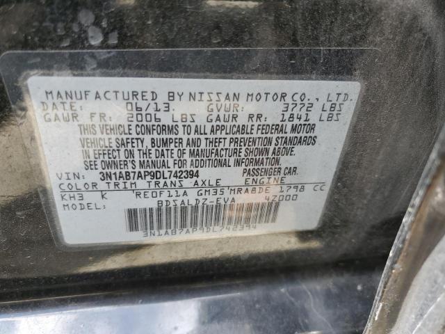 3N1AB7AP9DL742394 - 2013 NISSAN SENTRA S BLACK photo 12