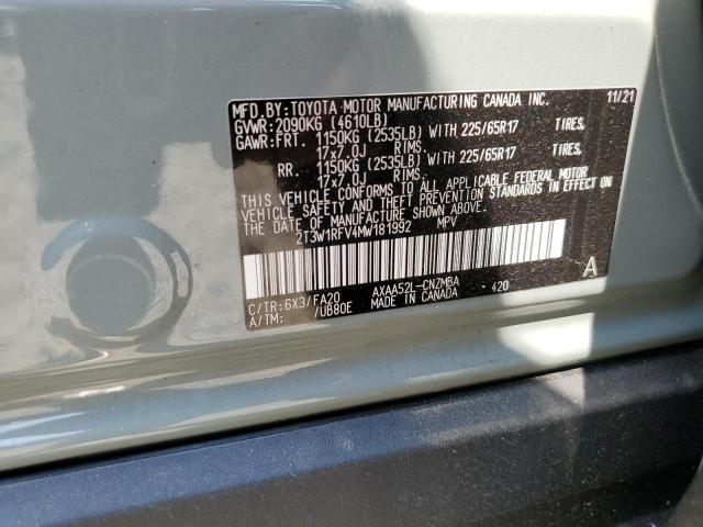 2T3W1RFV4MW181992 - 2021 TOYOTA RAV4 XLE GRAY photo 13