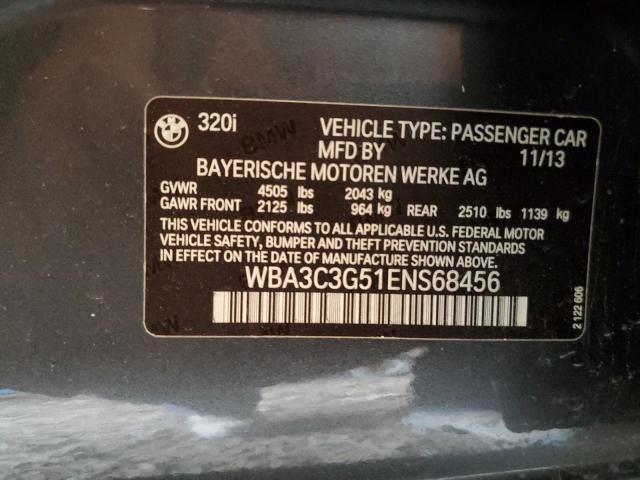 WBA3C3G51ENS68456 - 2014 BMW 320 I XDRIVE GRAY photo 12