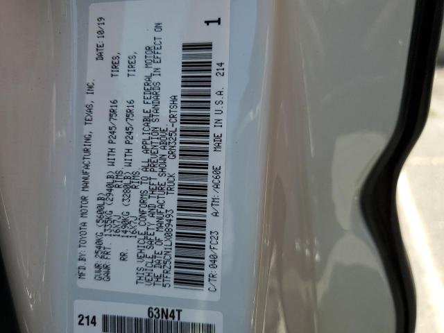 5TFRZ5CN1LX089493 - 2020 TOYOTA TACOMA ACCESS CAB თეთრი ფოტო 13