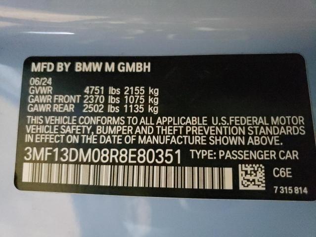3MF13DM08R8E80351 - 2024 BMW M2 BLUE photo 12