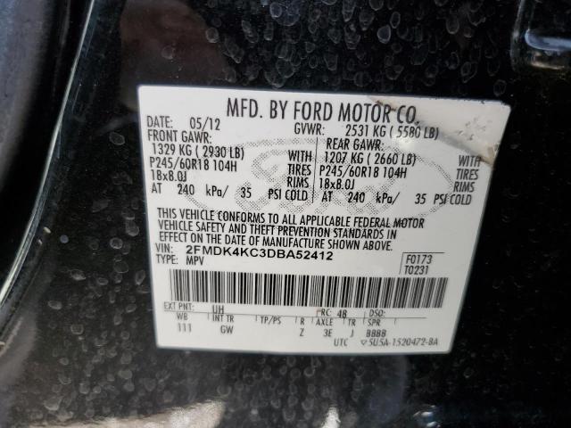 2FMDK4KC3DBA52412 - 2013 FORD EDGE LIMITED BLACK photo 14