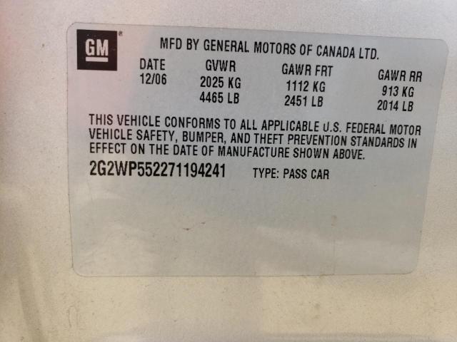 2G2WP552271194241 - 2007 PONTIAC GRAND PRIX 银色 照片 12