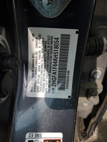 2HGFA1F64AH518054 - 2010 HONDA CIVIC LX-S Gri fotoğraf 12