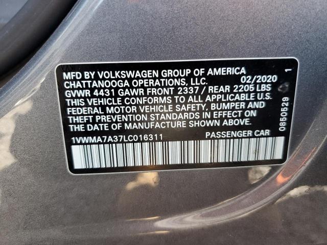 1VWMA7A37LC016311 - 2020 VOLKSWAGEN PASSAT R-LINE Grau Foto 12