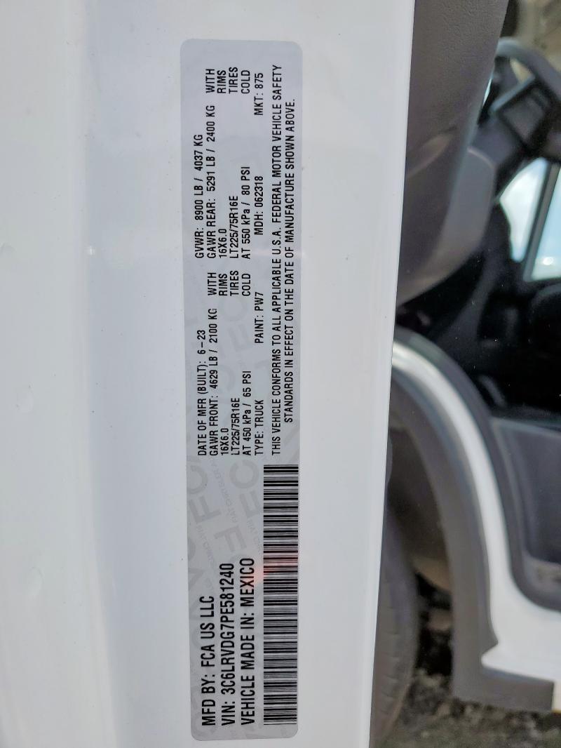 3C6LRVDG7PE581240 - 2023 RAM PROMASTER 2500 HIGH Blanc photo 14