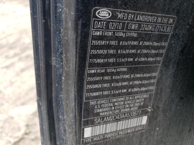 SALAM2D43AA533577 - 2010 LAND ROVER LR4 HSE PLUS BLACK photo 12