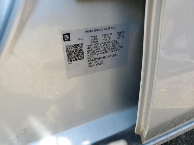 1G1ZD5ST5MF061503 - 2021 CHEVROLET MALIBU LT 银色 照片 12