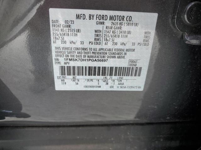 1FMSK7DH1PGA56697 - 2023 FORD EXPLORER XLT GRAY photo 14