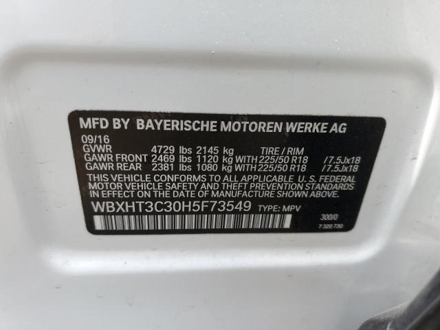 WBXHT3C30H5F73549 - 2017 BMW X1 XDRIVE28I WHITE photo 13