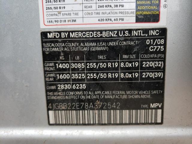 4JGBB22E78A372542 - 2008 MERCEDES-BENZ ML 320 CDI SILVER photo 13