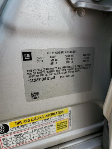 1G1ZC5E16BF121945 - 2011 CHEVROLET MALIBU 1LT ვერცხლისფერი ფოტო 12