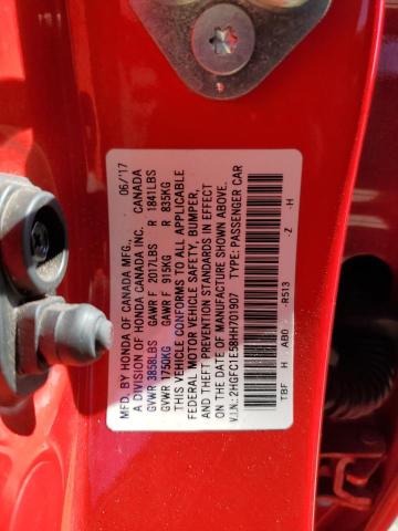 2HGFC1E58HH701907 - 2017 HONDA CIVIC SI RED photo 12