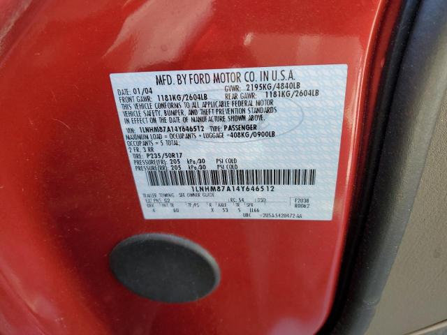 1LNHM87A14Y646512 - 2004 LINCOLN LS 红色 照片 12