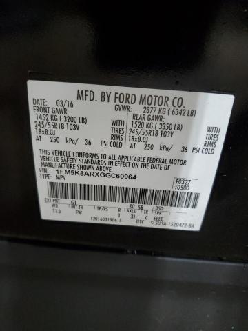 1FM5K8ARXGGC60964 - 2016 FORD EXPLORER POLICE INTERCEPTOR BLACK photo 13