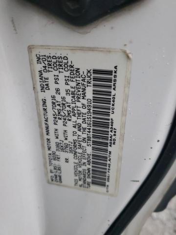 5TBBT44161S194910 - 2001 TOYOTA TUNDRA ACCESS CAB Սպիտակ լուսանկար 12