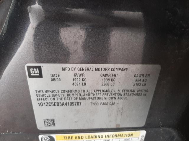 1G1ZC5EB3A4109707 - 2010 CHEVROLET MALIBU 1LT GRAY photo 10