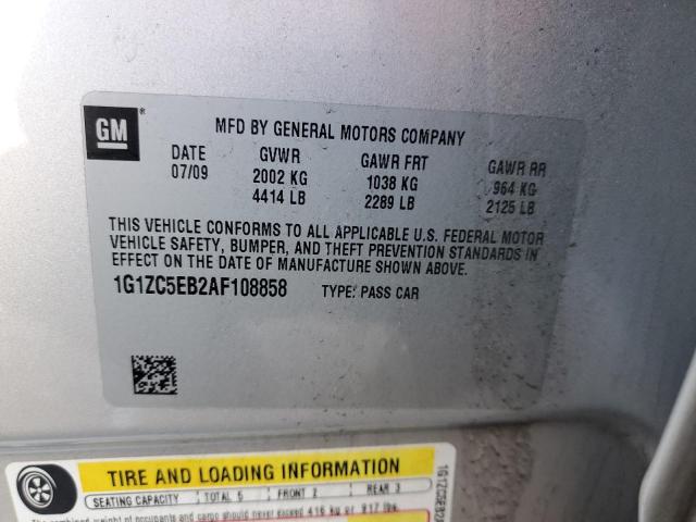 1G1ZC5EB2AF108858 - 2010 CHEVROLET MALIBU 1LT 银色 照片 12