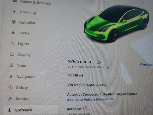 5YJ3E1EA6MF982419 - 2021 TESLA MODEL 3 BLACK photo 9