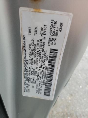 5TESM92N54Z419137 - 2004 TOYOTA TACOMA XTRACAB PRERUNNER ვერცხლისფერი ფოტო 12