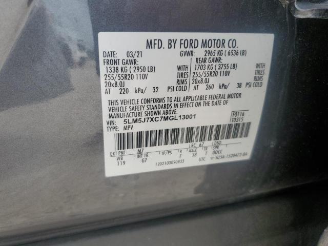 5LM5J7XC7MGL13001 - 2021 LINCOLN AVIATOR RESERVE Szary zdjęcie 13