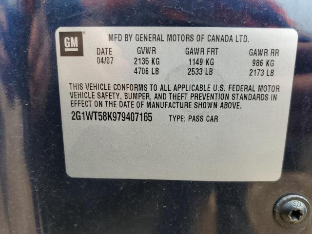 2G1WT58K979407165 - 2007 CHEVROLET IMPALA LT BLUE photo 12