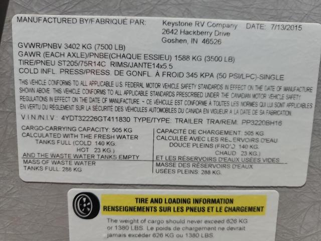 4YDT32226GT411830 - 2016 KEYSTONE PASSPORT TAN photo 10