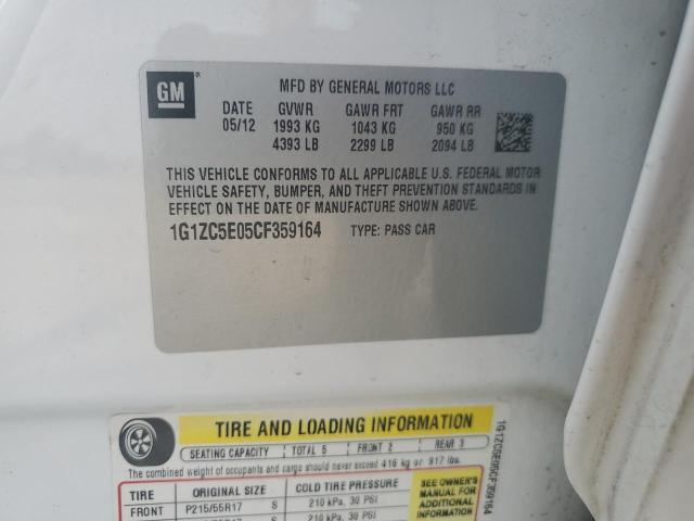 1G1ZC5E05CF359164 - 2012 CHEVROLET MALIBU 1LT WHITE photo 12