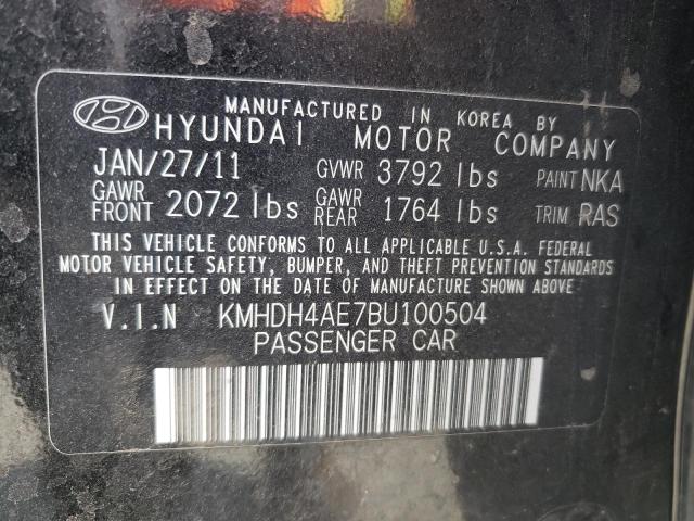 KMHDH4AE7BU100504 - 2011 HYUNDAI ELANTRA GLS BLACK photo 13