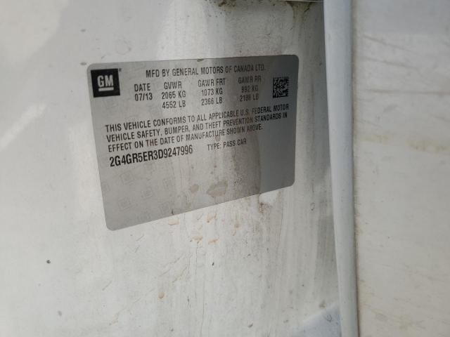2G4GR5ER3D9247996 - 2013 BUICK REGAL WHITE photo 12