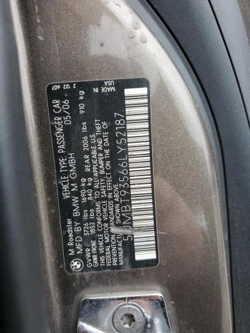 5UMBT93566LY52187 - 2006 BMW M ROADSTER BROWN photo 12