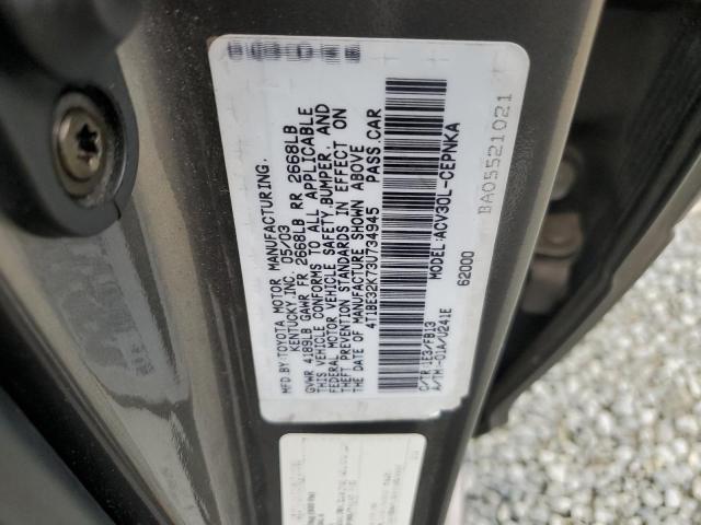 4T1BE32K73U734945 - 2003 TOYOTA CAMRY LE GRAY photo 12