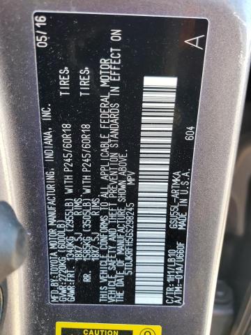 5TDJKRFH5GS298245 - 2016 TOYOTA HIGHLANDER XLE ნაცრისფერი ფოტო 13