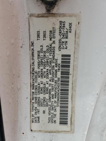 5TESN92N34Z403788 - 2004 TOYOTA TACOMA XTRACAB PRERUNNER თეთრი ფოტო 12