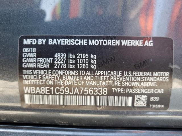 WBA8E1C59JA756338 - 2018 BMW 330E GRAY photo 12