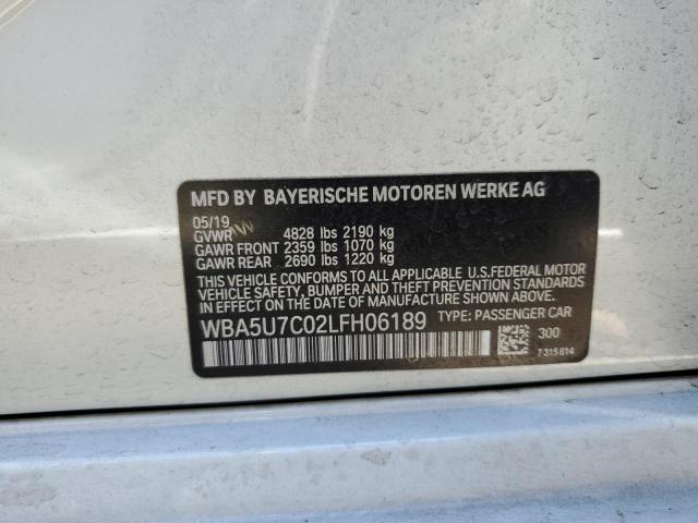 WBA5U7C02LFH06189 - 2020 BMW M340I WHITE photo 12