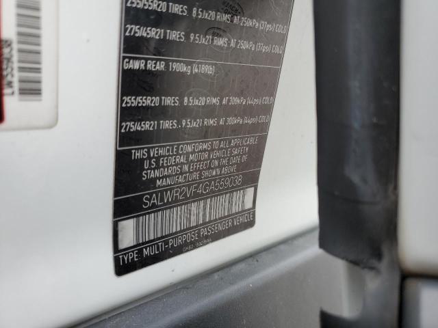 SALWR2VF4GA559038 - 2016 LAND ROVER RANGE ROVE HSE WHITE photo 12