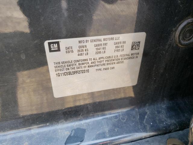 1G11C5SL5FF272316 - 2015 CHEVROLET MALIBU 1LT BLACK photo 12