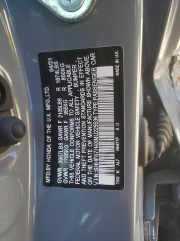 SHHFK7H4XMU225536 - 2021 HONDA CIVIC SPORT 蓝色 照片 12