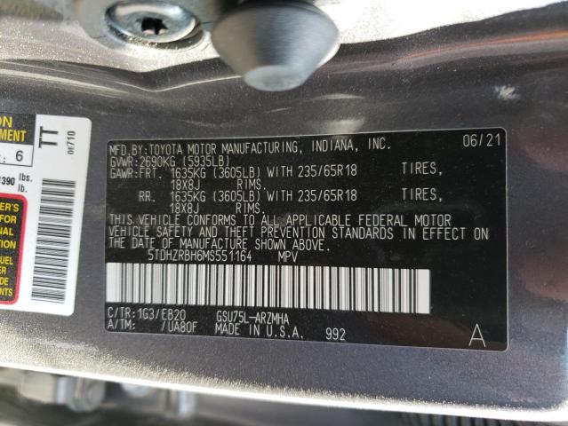 5TDHZRBH6MS551164 - 2021 TOYOTA HIGHLANDER XLE Grafit foto 12