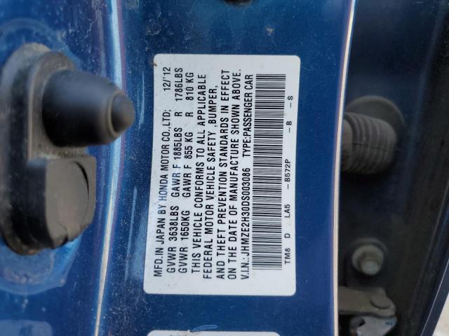 JHMZE2H30DS003086 - 2013 HONDA INSIGHT BLUE photo 13